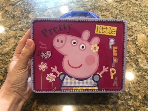 Tin Box Peppa Pig Metal Lunch Box 7.5 inches x 6 inches x 2.75 